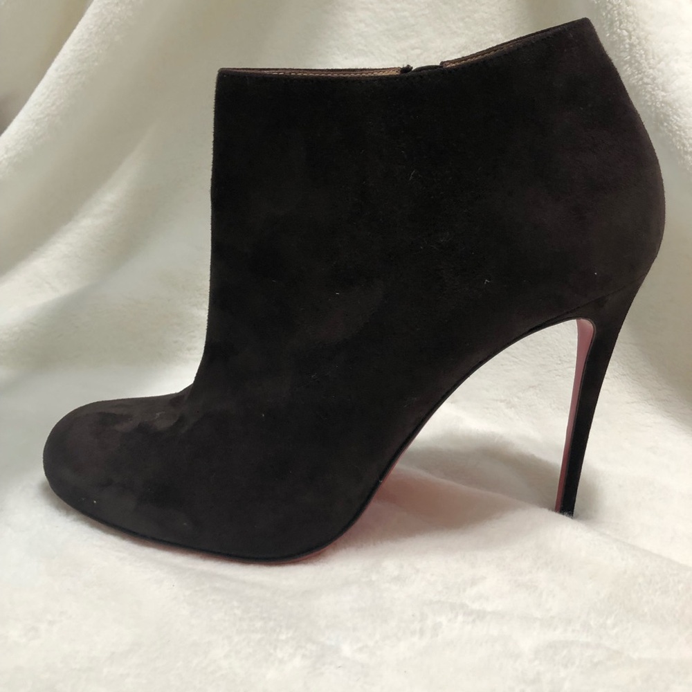 Christian Louboutin Dark Chocolate Brown Suede Bellissima Ankle Booties